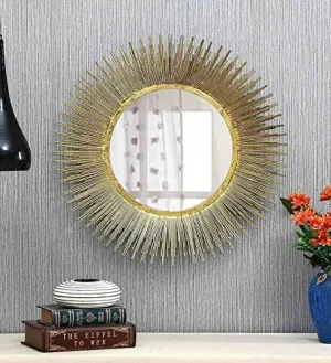 vedas Gold Iron Gabe Mirror Wall Decor ative Home Living Room Decor (Size 22 x 22 inches)