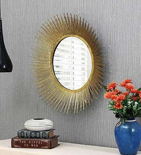 vedas Gold Iron Gabe Mirror Wall Decor ative Home Living Room Decor (Size 22 x 22 inches)