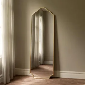 VENETIAN IMAGE Arched Wall Mirror with Metal Frame, for Your Bedroom, Dressing Area, Drawing Area. (Golden, 160 x 55 Cm)