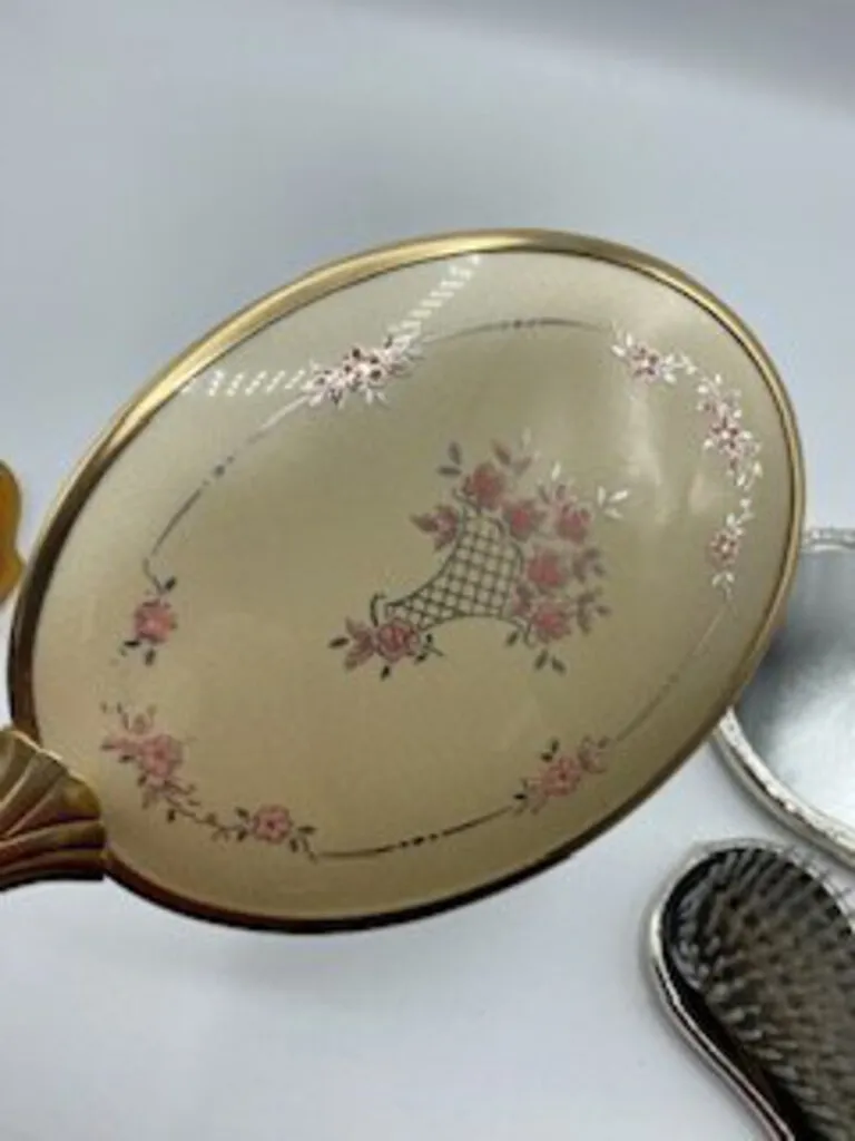 Vintage Vanity Hand Mirrors Estate Set of 3 Mirrors 1 Hairbrush /ro