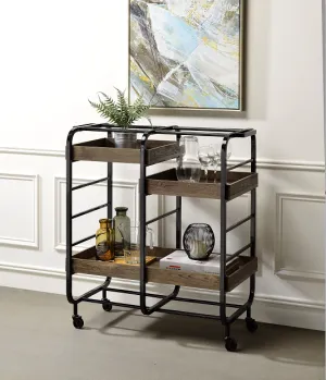 Vorrik Black & Walnut Serving Cart