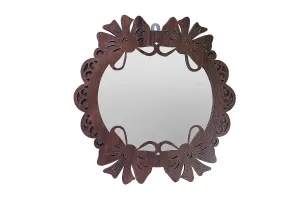 VPLLEX Round Wall Mirror, Gorgeous Vanity Rustic Mirror Decorative HD Clear Image Wall Mount Round Wall Mirror with Hook for Hanging on Wall for Bedroom, Home Decor, wash Basin, Vanity, Makeup