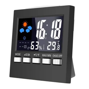 Weather Clock Color Screen Digital Display Thermometer Humidity Clock Colorful Alarm Calendar Weather Electronic Alarm Clock