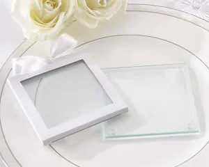 White Glass Coaster Gift Sleeve (Set of 12)