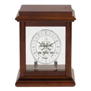 WILLIAM WIDDOP Skeleton Movement Wooden Mantel Clock 26cm