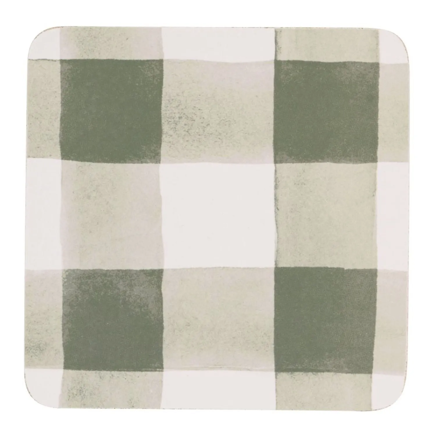 Woodbury Lane 4 Set of Gingham Green Cork Coasters