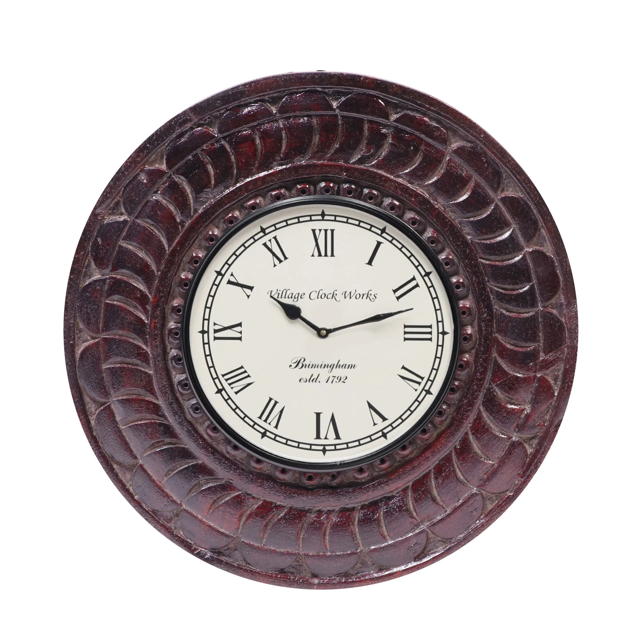 Wooden carved wheel clock