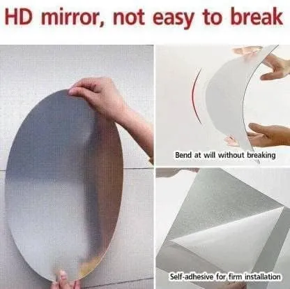 ZIKWOR Oval Shape Adhesive Mirror Sticker for Wall on Tiles Bathroom Bedroom Living Room Basin Mirror Bathroom Wall Mirror Stickers Unbreakable Plastic Wall Mirror 20 * 30